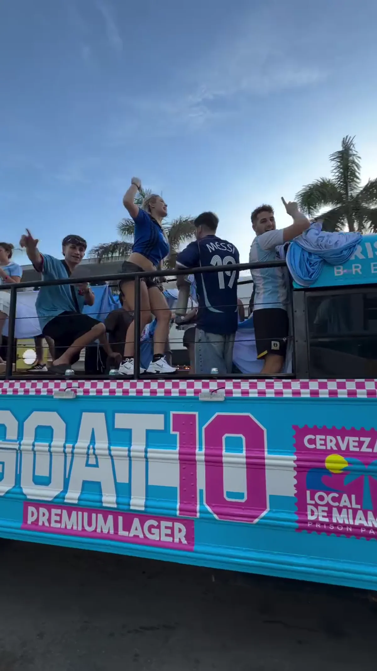 GOAT10 open-air party bus in Miami.